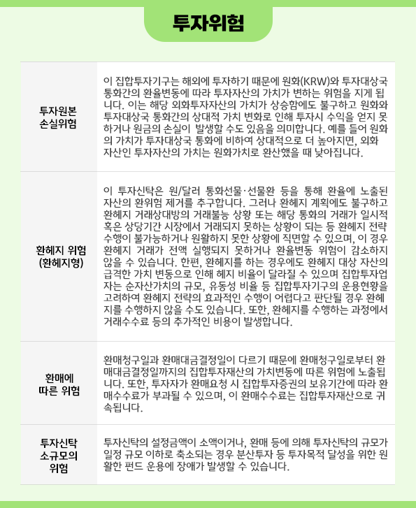 'kb 미국 장기국채 플러스 펀드'의 주요 투자 위험 요소들.